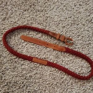 Braided Leather Belt - Red and Brown